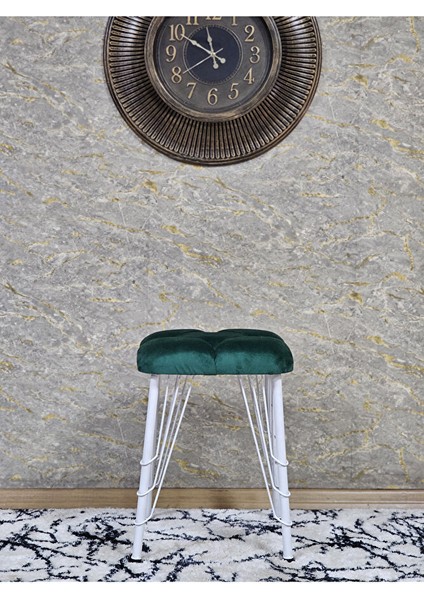 Kare Beyaz Boyalı Telli Ayaklı Tabure - Oturak - Bar Taburesi - Ayaklı Tabure Yeşil Renk 33 x 48 Boyut/ebat modelleri