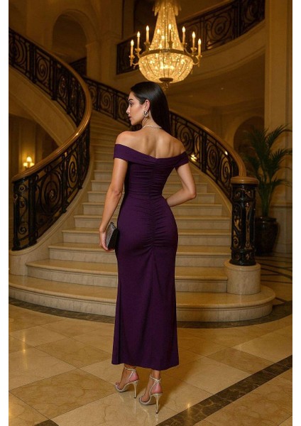 Madonna Yaka Büzgülü Sandy Elbise 582899 Mor fiyatları