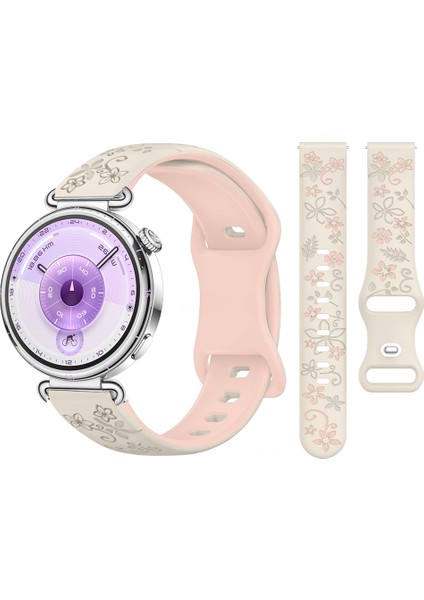 Huawei Watch Gt6 41MM Uyumlu Floraflex Çiçek Desenli Yumuşak Soft Silikon Kordon