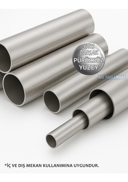 Krom Boru | Dış: 34MM - Iç: 30MM | Paslanmaz Çelik 304 Kalite | Uzunluk Seçiniz fiyatları