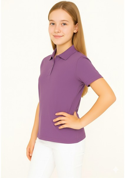 Genç Polo Yaka Tişört | Lila | %100 Pamuk | Unisex | Okul & Günlük Kullanım modelleri