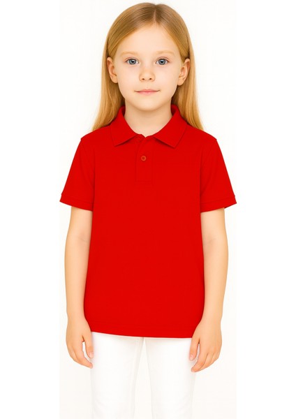 Çocuk Polo Yaka Tişört | Kırmızı | %100 Pamuk | Unisex | Okul & Günlük Kullanım fiyatları