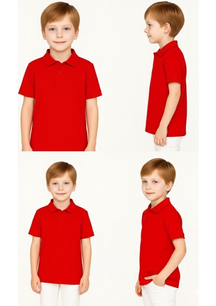 Çocuk Polo Yaka Tişört | Kırmızı | %100 Pamuk | Unisex | Okul & Günlük Kullanım fırsatları