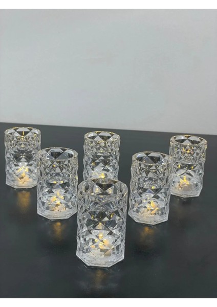 6 Lı Mika Kristal Işıklı Kahve Yanı Su Bardağı Bardak 75ML fiyatları