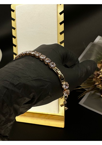 316L Çelik Sıralı Taşlı Bileklik Gold fırsatları
