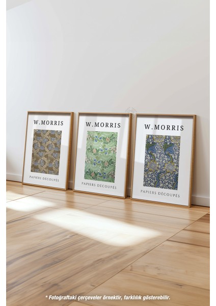 William Morris 3'lü Ahşap Çerçeveli Poster, Tablo Seti No:6 fırsatları
