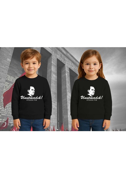 Unisex Ay Yıldızlı 19 Mayıs 29 Ekim 23 Nisan 10 Kasım Atatürk Çocuk 3 Iplik Şardonlu Sweatshirt