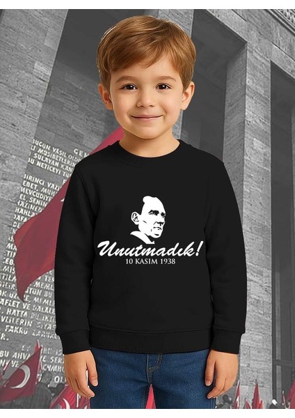 Unisex Ay Yıldızlı 19 Mayıs 29 Ekim 23 Nisan 10 Kasım Atatürk Çocuk 3 Iplik Şardonlu Sweatshirt modelleri