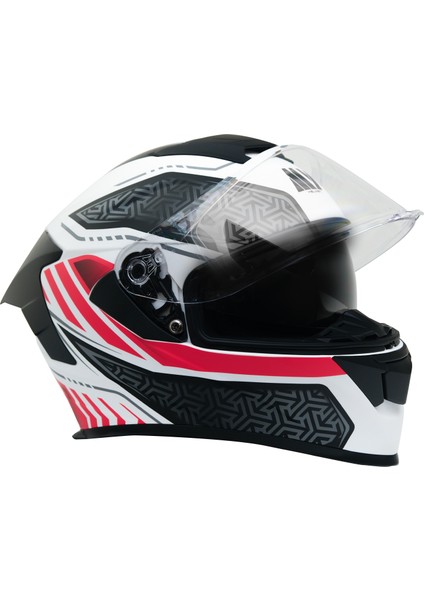 Gp My Helmet MKS001-WRB Yarış Spoiler Güneş Vizörlü Şeffaf Full Face Motosiklet Kaskı M modelleri