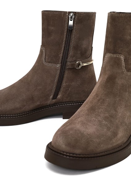 Kadın Vizon Fermuarlı Tokalı Süet Deri Bot 25WFD512710