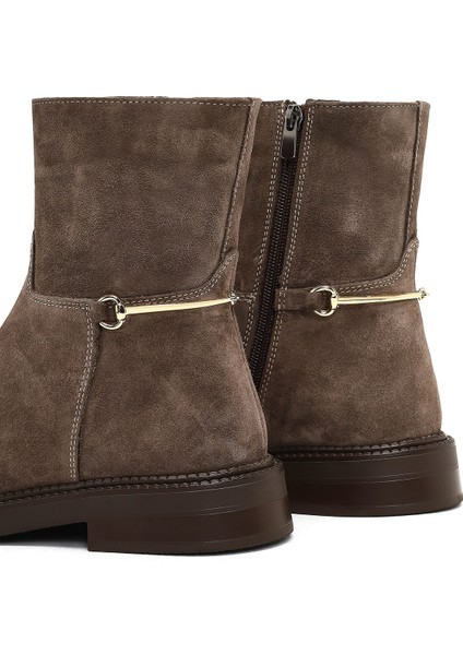 Kadın Vizon Fermuarlı Tokalı Süet Deri Bot 25WFD512710