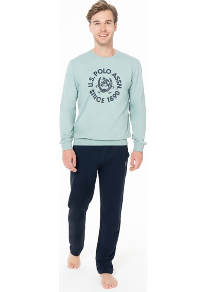 Erkek Bisiklet Yaka Uzun Kollu Pijama Takımı S26940 Rahat Kumaş