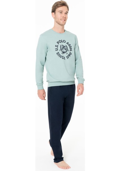 Erkek Bisiklet Yaka Uzun Kollu Pijama Takımı S26940 Rahat Kumaş modelleri