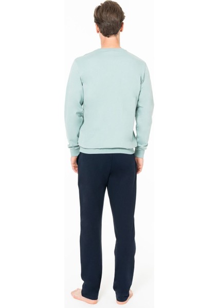 Erkek Bisiklet Yaka Uzun Kollu Pijama Takımı S26940 Rahat Kumaş fırsatları