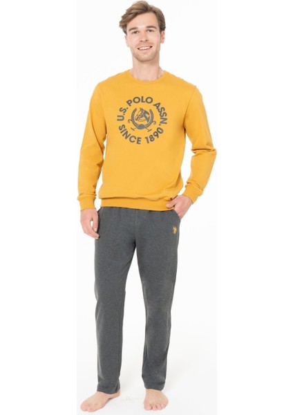 Erkek Bisiklet Yaka Uzun Kollu Pijama Takımı S26940 Rahat Kumaş