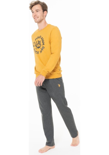 Erkek Bisiklet Yaka Uzun Kollu Pijama Takımı S26940 Rahat Kumaş fiyatları