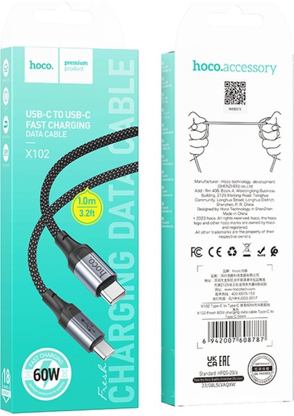 X102 Fresh 1m 60W Type-C To Type-C Pd Hızlı Şarj Data Kablosu Siyah fırsatları