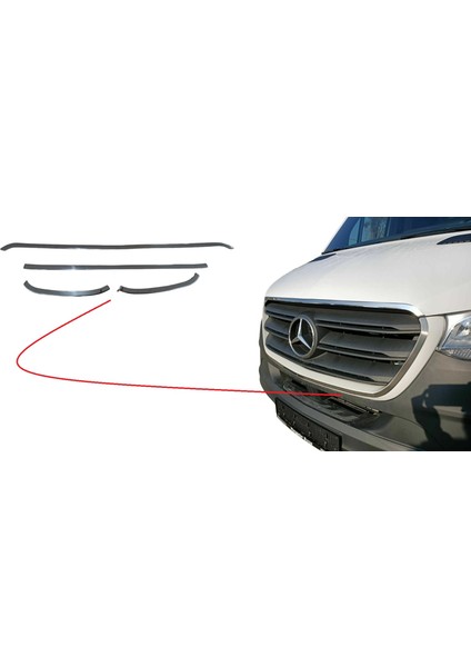 Mercedes Sprinter Krom Ön Panjur Çerçevesi 4 Parça 2018 ve Sonrası Van
