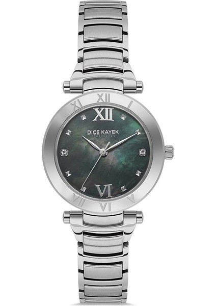 DK.1.AG1399.02 Taşlı Tasarım Çelik Kordon Çelik Kasa 5 Atm Suya Dayanıklı Metalik Renk Kadın Kol Saati