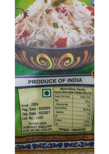 Uzun Taneli Basmati Pirinç (Orjınal) 1 kg fiyatları