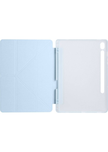 Galaxy Tab S9 Fe Uyumlu Tri Folding Kalem Bölmeli Standlı Kılıf Mavi modelleri