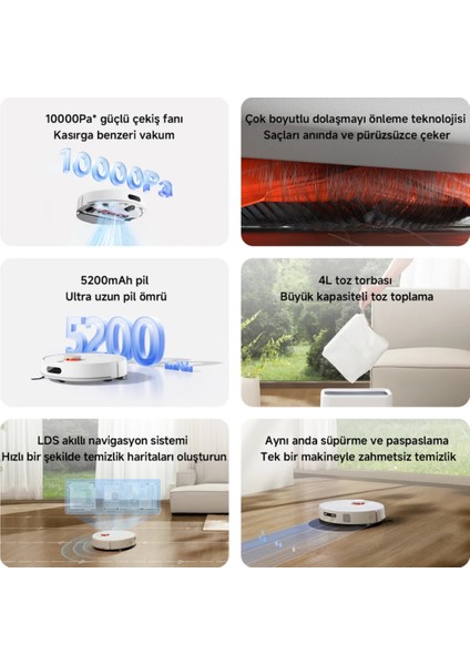 10000PA Emiş Gücüyle Vacuum H40 Akıllı Robot Süpürge + Mop(Yer Silme)-Xiaomi Türkiye Garantili Robot Süpürge modelleri