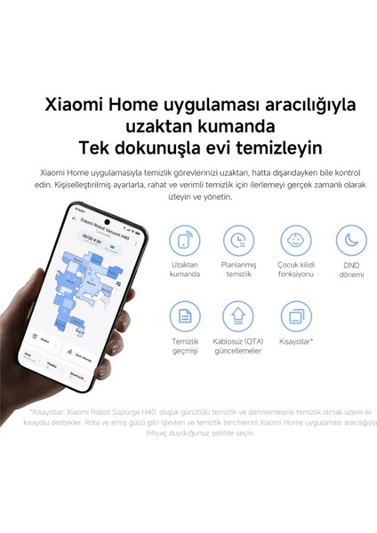 10000PA Emiş Gücüyle Vacuum H40 Akıllı Robot Süpürge + Mop(Yer Silme)-Xiaomi Türkiye Garantili Robot Süpürge indirimleri