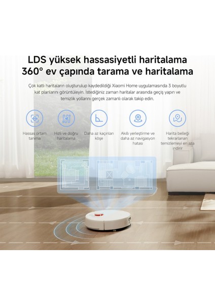 10000PA Emiş Gücüyle Vacuum H40 Akıllı Robot Süpürge + Mop(Yer Silme)-Xiaomi Türkiye Garantili Robot Süpürge