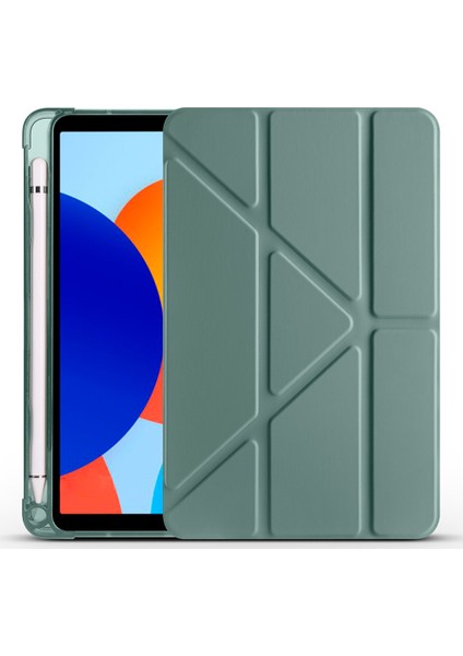 Xiaomi Redmi Pad Se 8.7 Uyumlu Tri Folding Kalem Bölmeli Standlı Kılıf Koyu Yeşil fiyatları