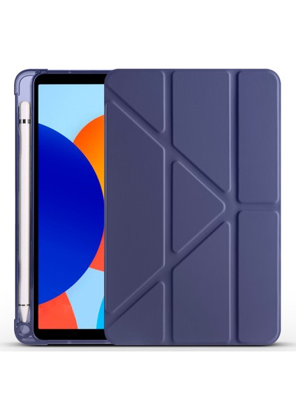 Xiaomi Redmi Pad Se 8.7 Uyumlu Tri Folding Kalem Bölmeli Standlı Kılıf Lacivert modelleri