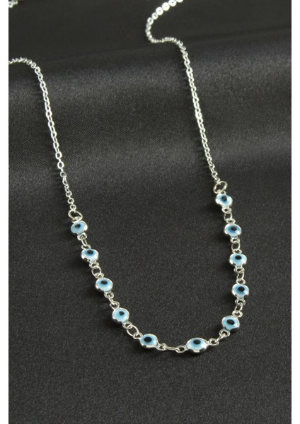 Wizard Nazarlı Mineli Kolye-Açık Mavi