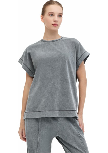 Wl Else 11SY783 5fx Gri Kadın Kısa Kol T-Shirt