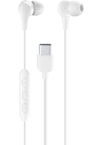 Music Sound Type-C Silikonlu Kablolu Kulak Içi Kulaklık Beyaz