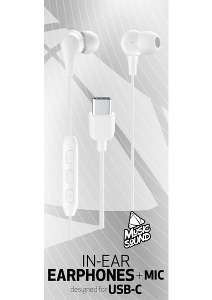 Music Sound Type-C Silikonlu Kablolu Kulak Içi Kulaklık Beyaz fiyatları