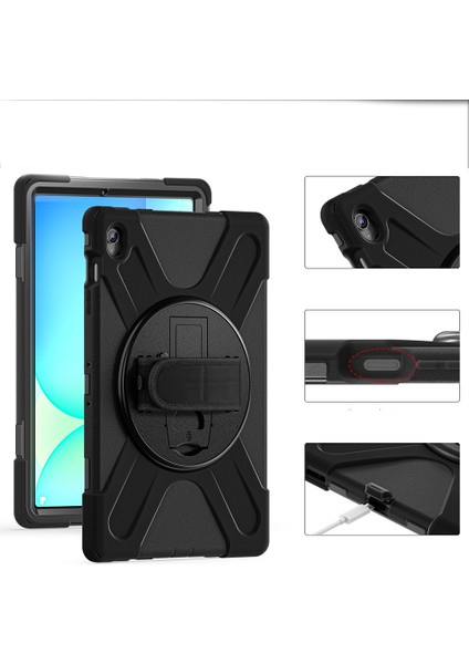 Galaxy Tab S10 Fe Plus Uyumlu Kalem Bölmeli Standlı Defender Sert Kılıf Siyah fiyatları