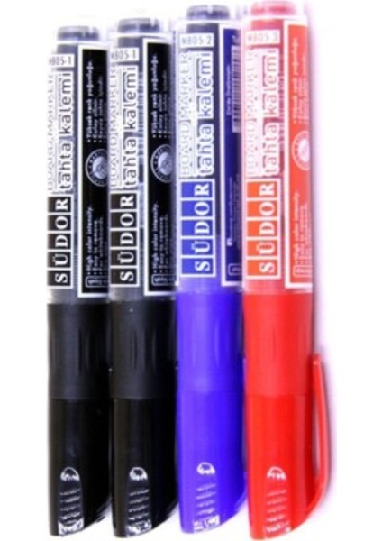 Südor Kartuşlu 4 Lü Tahta Kalemi Seti 2 Siyah 1 Mavi 1 Kırmızı Set