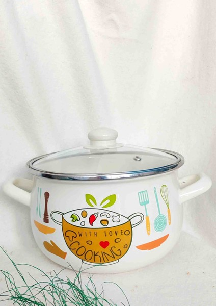 Cooking Emaye Tencere 4 Litre 22 cm Çap Süt Yoğurt Çorba Tenceresi