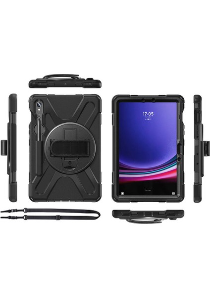 Galaxy Tab S10 Lite Uyumlu Kalem Bölmeli Standlı Defender Sert Kılıf Siyah fiyatları