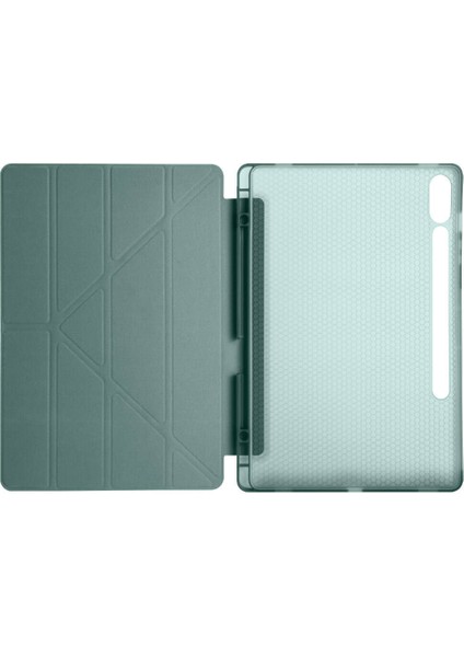 Galaxy Tab S10 Plus Uyumlu Tri Folding Kalem Bölmeli Standlı Kılıf Koyu Yeşil modelleri