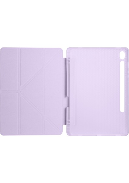Galaxy Tab S10 Lite Uyumlu Tri Folding Kalem Bölmeli Standlı Kılıf Lila modelleri