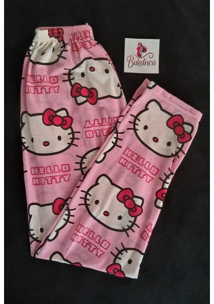 Pembe Kumaş Üzerinde Hello Kitty Desenli Pijama Altı fiyatları