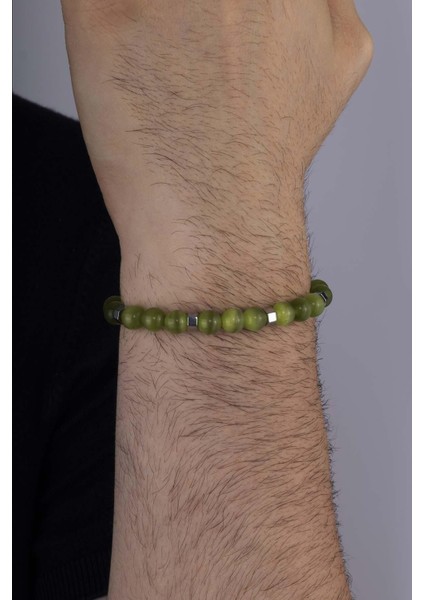 Hematit Geçişli Yeşim Taşı Doğal Taş Erkek Bileklik fiyatları