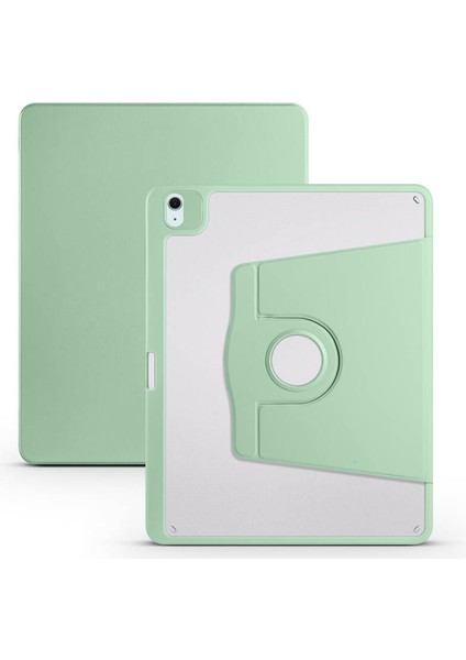 Apple iPad Air 10.9 2022 (5.nesil) Uyumlu Kalem Bölmeli Standlı Termik Kılıf Açık Yeşil
