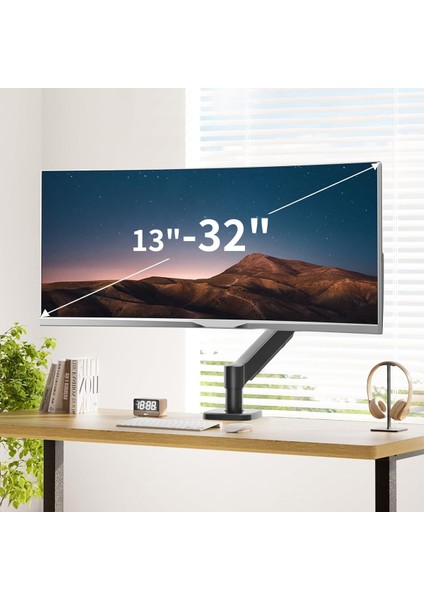 Siyah Tek Monitör Kolu - Amortisör Tipi Monitör Tutucu 17''-32'' Uyumlu indirimleri