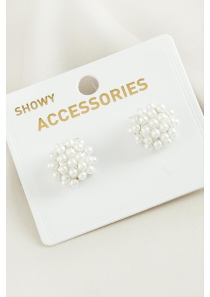 Wizard Çiçek Inci Trend Küpe-Gümüş Rengi