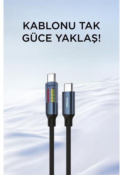 Torıma U21 Siyah Type-C To Type-C 60W Hızlı Şarj Kablosu – LED Ekranlı, Dayanıklı Örgü Kablo modelleri