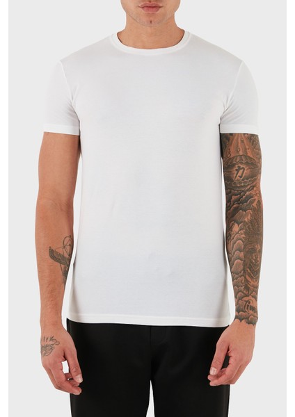 Pamuklu Slim Fit Bisiklet Yaka T Shirt Erkek T Shirt DCM380020 02