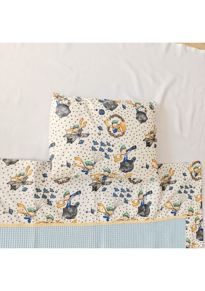 %100 Pamuk Bebek Çocuk Pikesi & Yastık Kılıfı Seti, Küçük Prens/unicorn Desenli