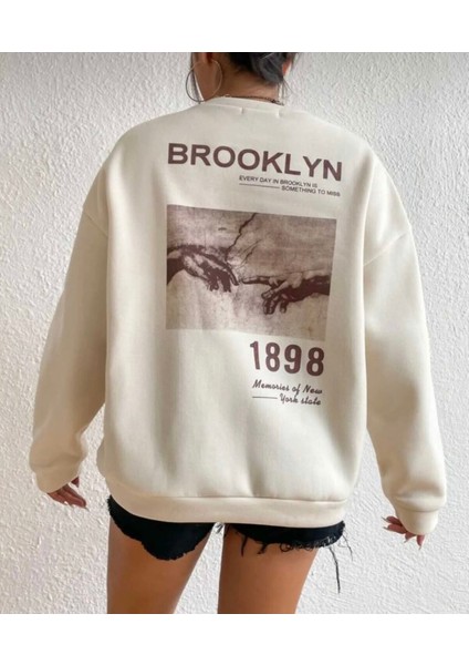 Unisex Brooklyn 1898 Baskılı Oversize Sweatshirt fiyatları