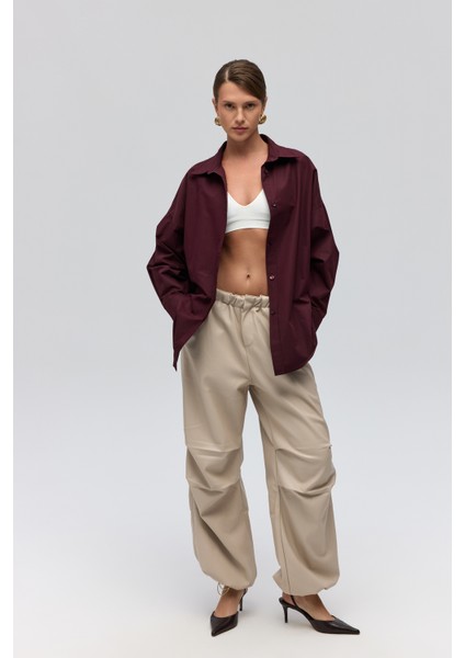 Phoebe Oversize Bordo Gömlek